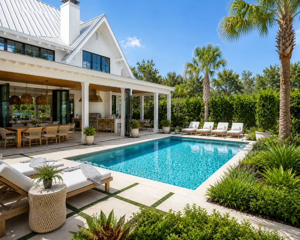 Beautiful pool backyard