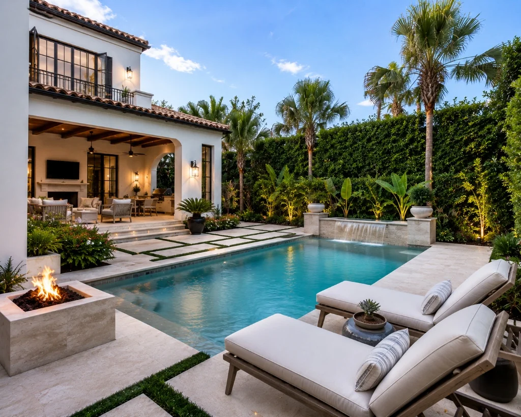 Luxurious pool deck area